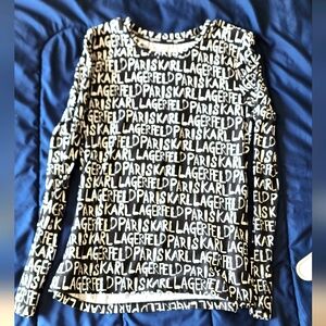 Karl Lagerfeld Paris Black and White Long Sleeve Top